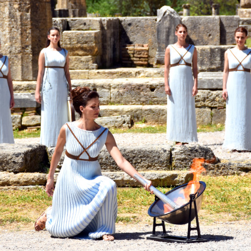 Olympic flame at ancient olympia why athens