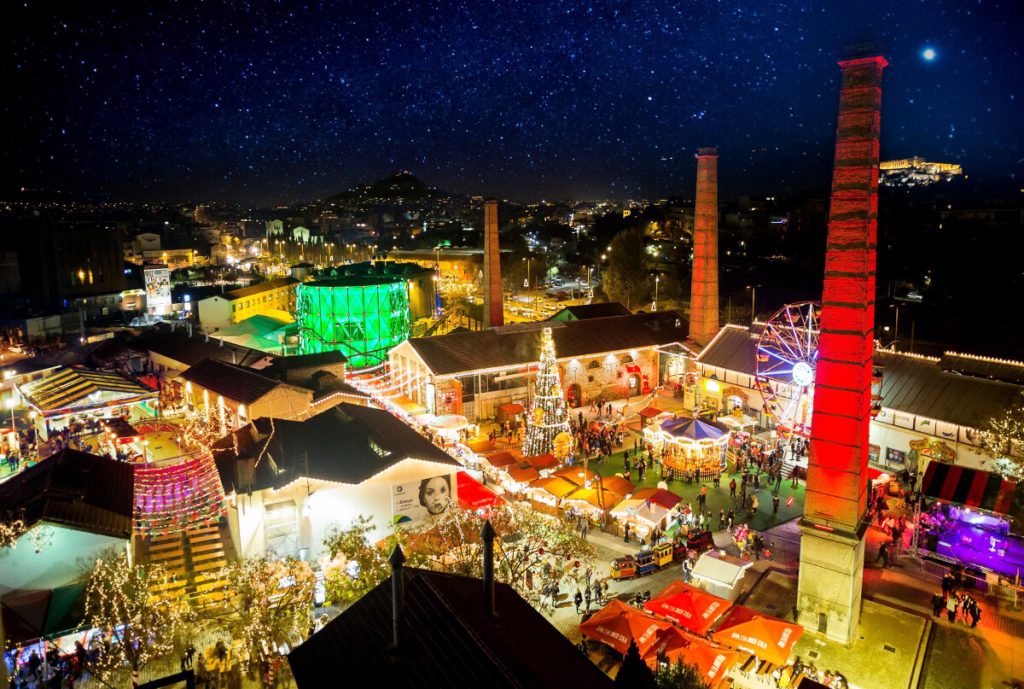 Christmas Factory Athens Technopolis Aerial