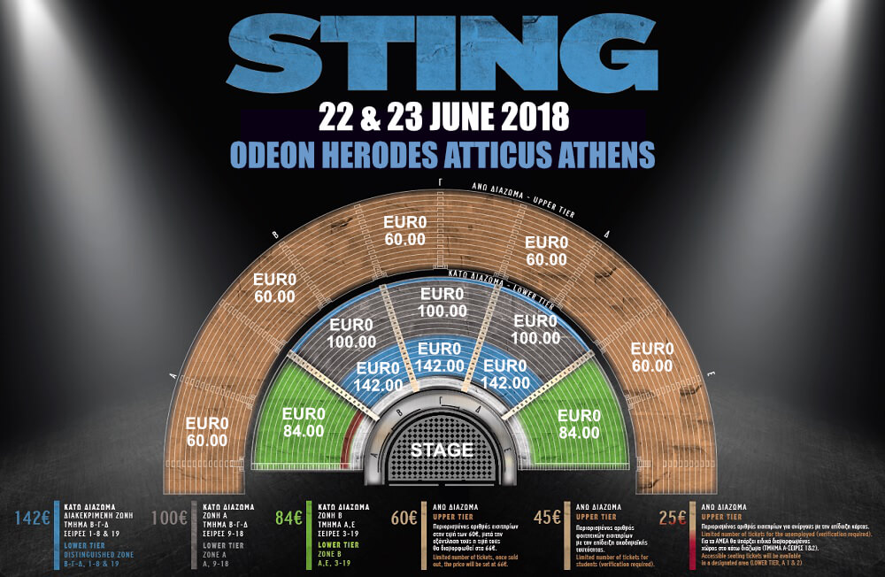 STING LIVE AT THE ACROPOLIS ATHENS ODEON HERODES ATTICUS