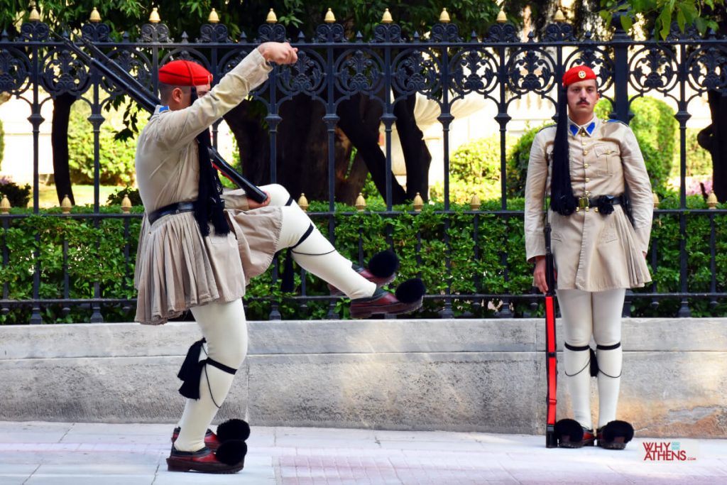 Scold present day Discolor Evzones uniform, the costume of an elite Greek soldier - Why Athens