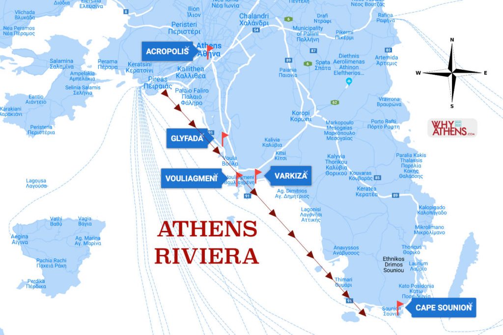 Athens Riviera Vouliagmeni Coast Map